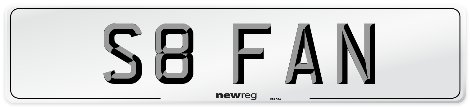 S8 FAN Number Plate from New Reg